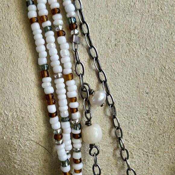 Silpada Multi-Strand Silver, Freshwater Pearl & Jasper Necklace and Earrings Set - Picture 4 of 5